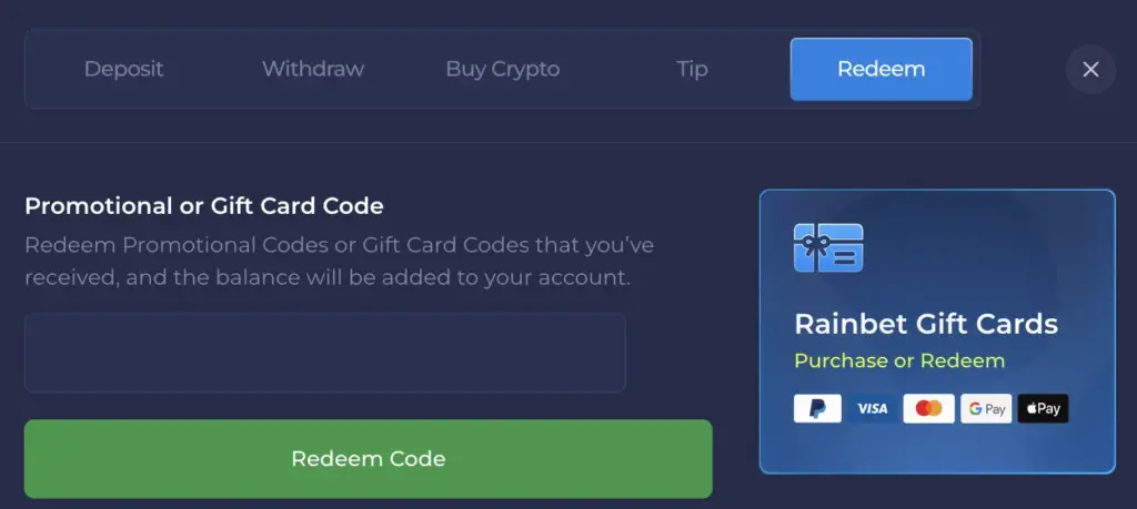 Rainbet Redeem Code